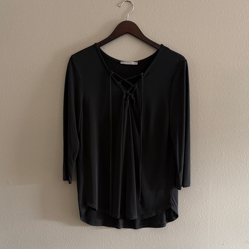 Sweet Rain Black Tie-Front Blouse